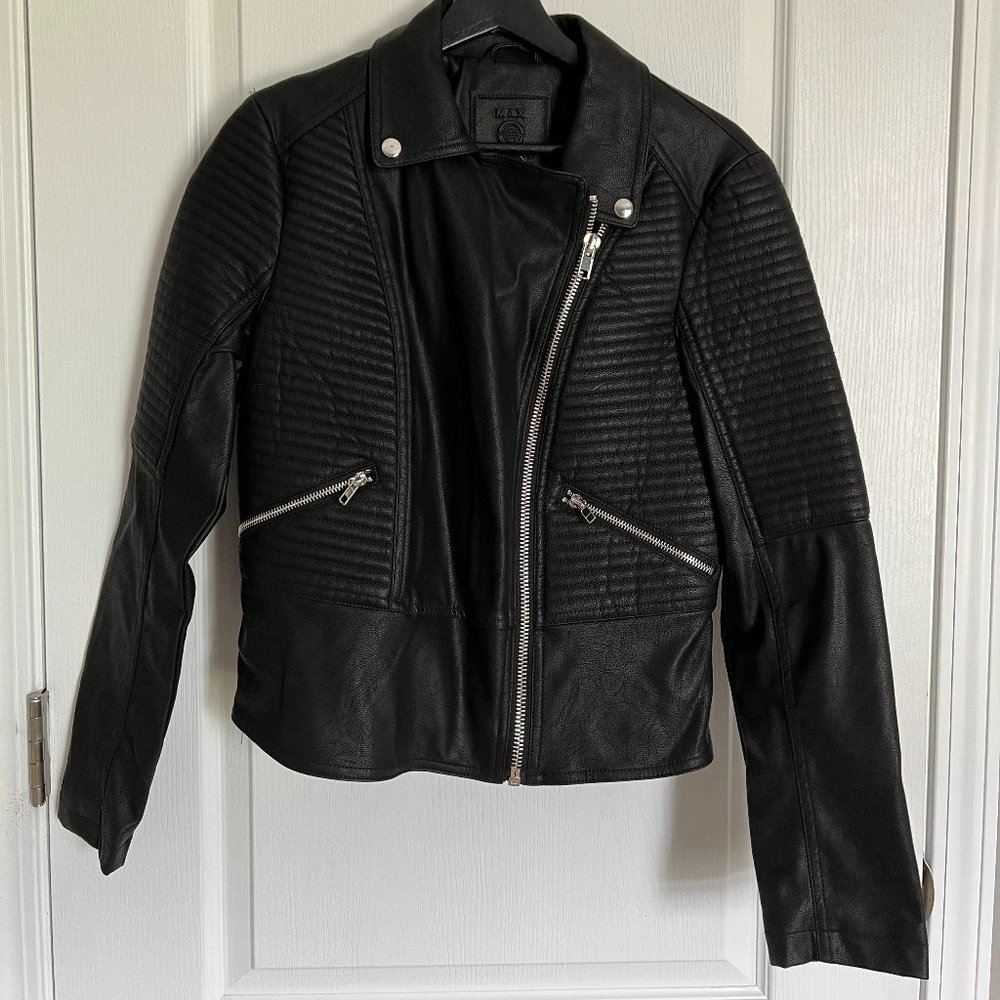 Max Studio Black Motorcycle Moto Jacket S